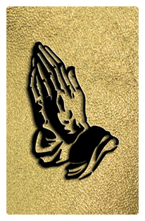 DF35T 516 BK SH GD Black Praying Hands Shimmer Gold Background